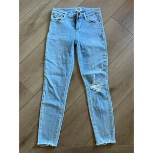 PAIGE Verdugo Ankle Jeans Light Wash Distressed Ripped Raw Hem Womens Size 26